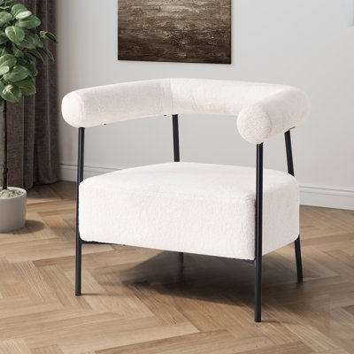 Fauteuil moderne en tissu blanc Boucle
