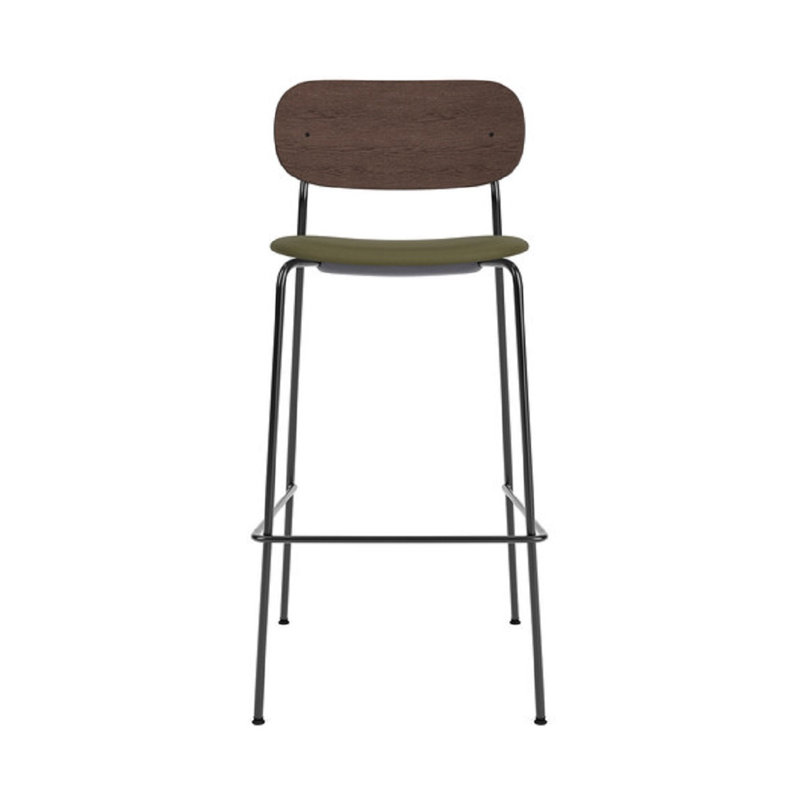 Co Upholstered Stool with Metal Frame, Dark Brown/Black, Green Leather