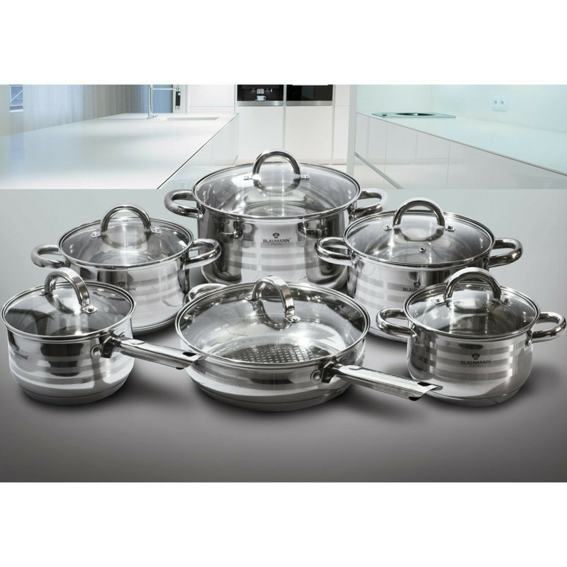 Blaumann 12 Piece Stainless Steel Cookware Set