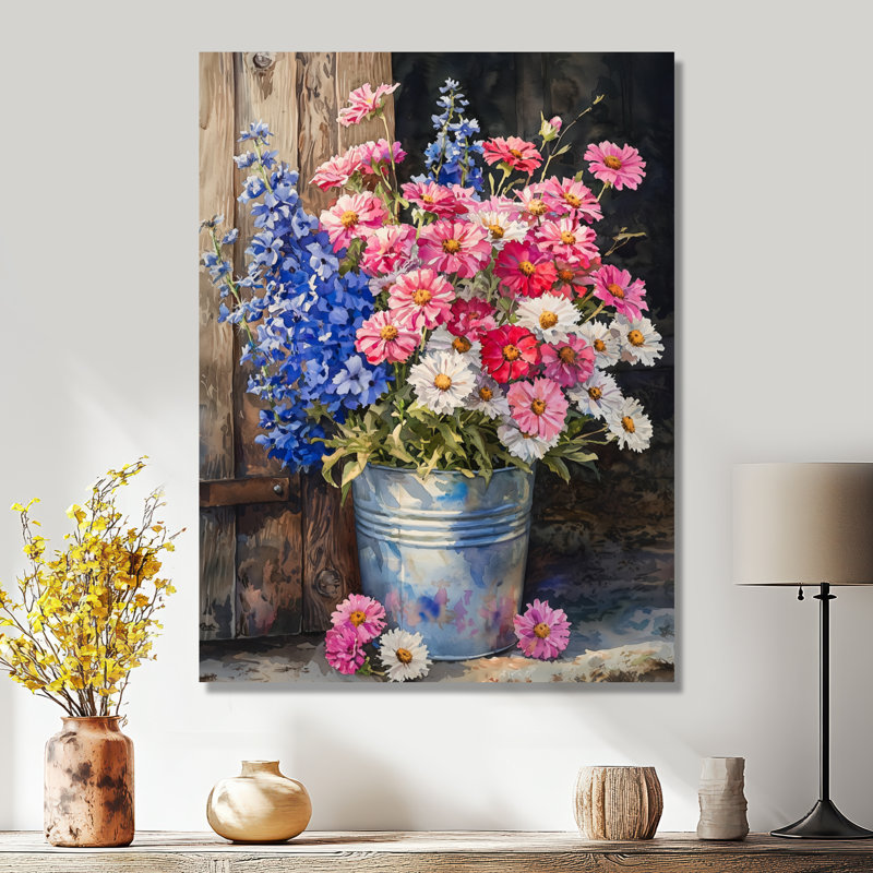 Karenda - Décoration murale en métal avec bouquets assortis, H 44 po x l 34 po