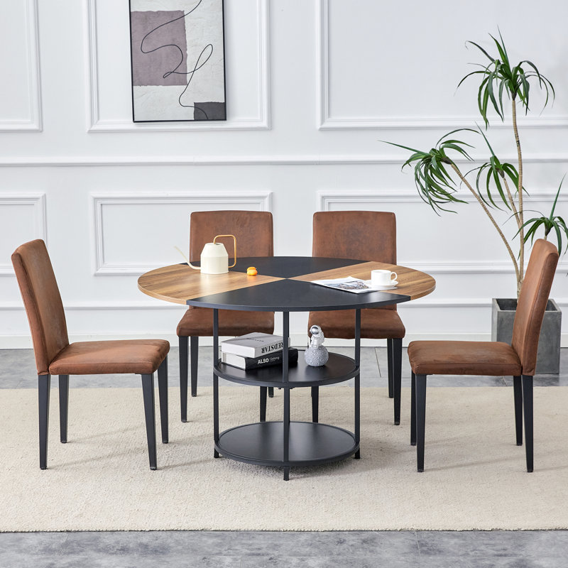 Modern Dining Set with Round Table, 4