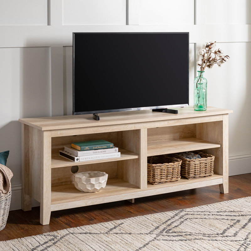 Sunbury Open Storage TV Stand, White Oak, 58"