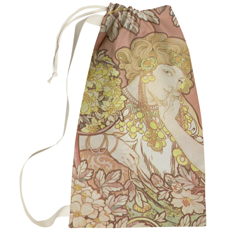 Magdaleno Fabric Laundry Bag with Handles, Small ( 64" H x 20" W x 1.5" D), Orange