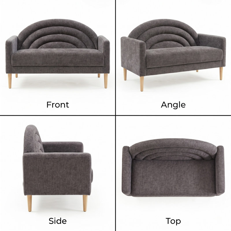 Michala Upholstered Loveseat, Gray Polyester, 31.5" H x 49.6" W x 30.7" D