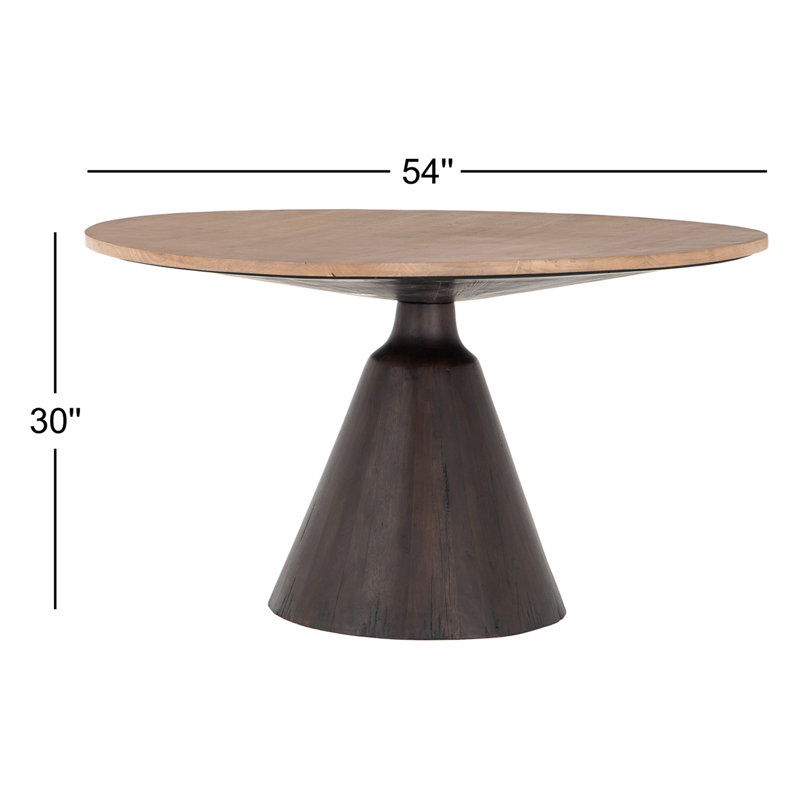 Bronx Round Dining Table, Light Brushed Parawood/Dark Brown
