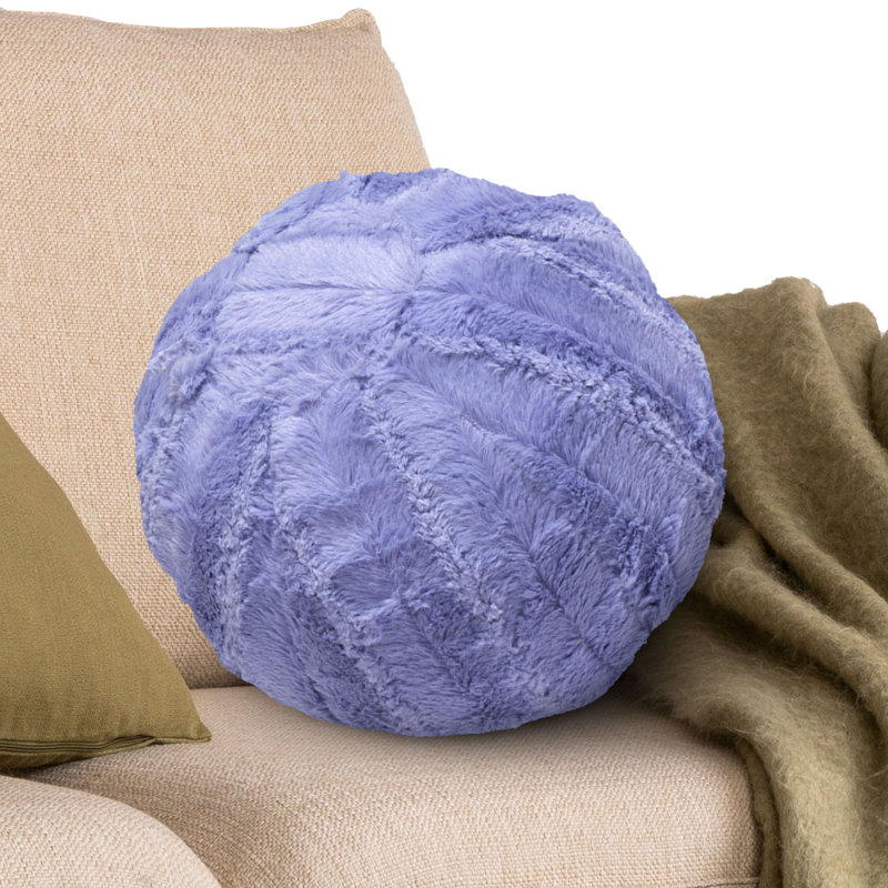 Faux Fur Floor Circular Pillow Cover & Insert, Very Peri
