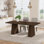Table de salle à manger rectangulaire de 71 po pour 6 à 8 personnes - table de cuisine moderne en bois avec pieds robustes et robustes, mobilier de salle à manger résistant aux égratignures, brun rougeâtre (table seulement)