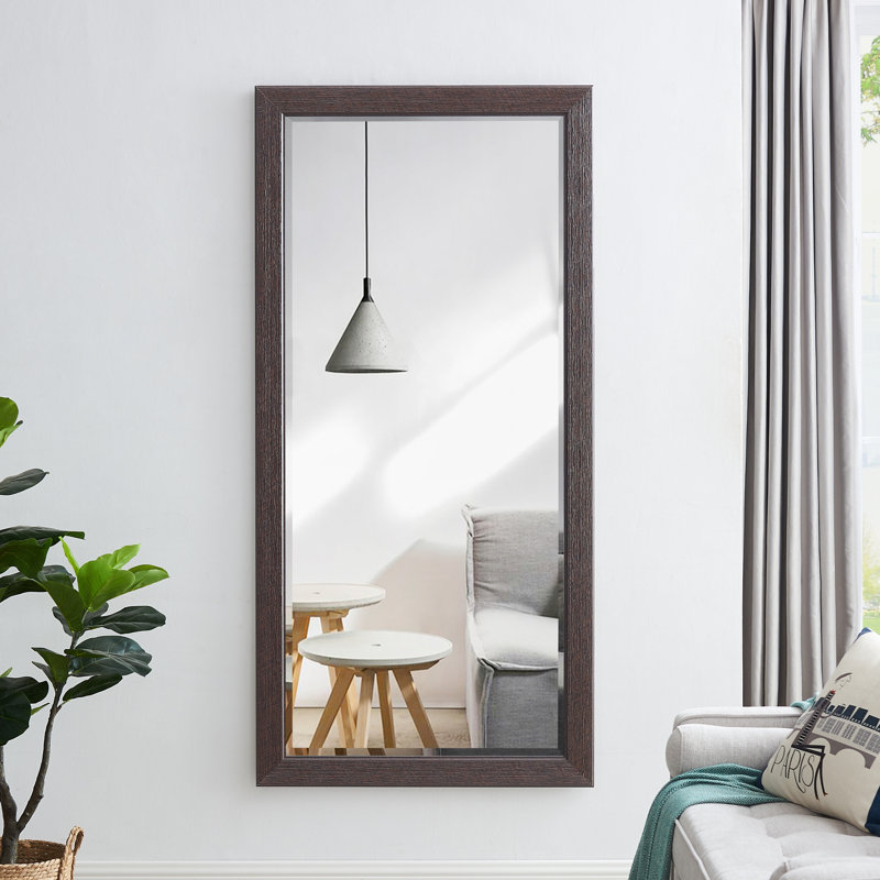 Lindberg Rectangle Full Length Mirror, Faux Wood Farmhouse Mirror, Floor Mirror, Espresso