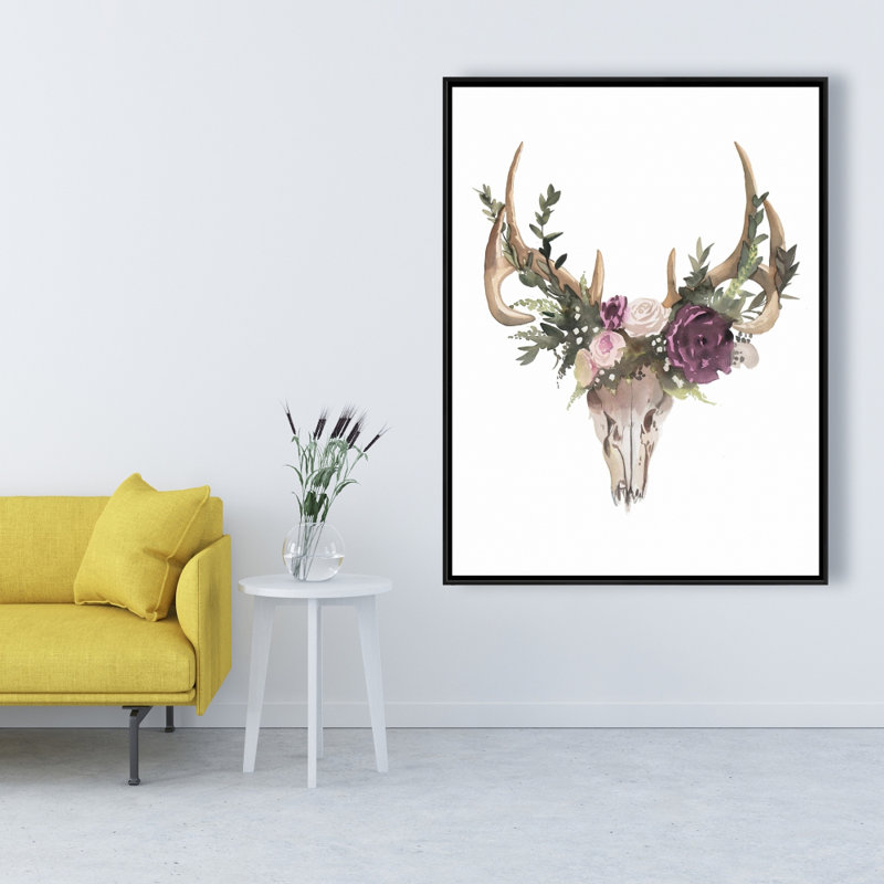 " Deer Skull With Flowers "