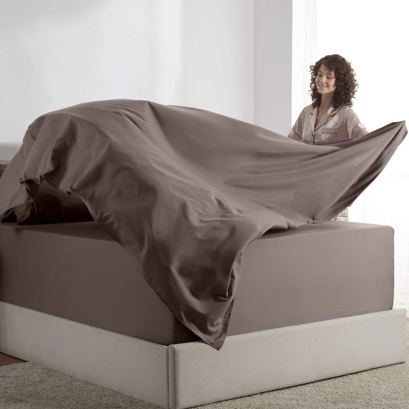 Ensemble de draps en microfibre Hotel Luxury, Brun, Double