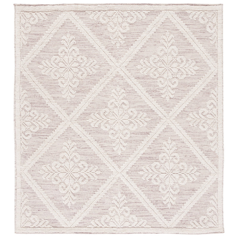Vermont Hand Woven Wool Damask Rug, Square 6'