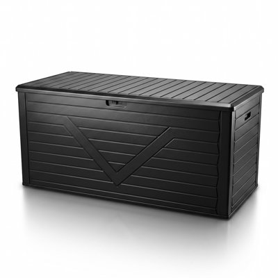 260 Gallon Outdoor Storage Deck Box, Waterproof HDPE Patio Storage Bin with Lockable Lid & Divider