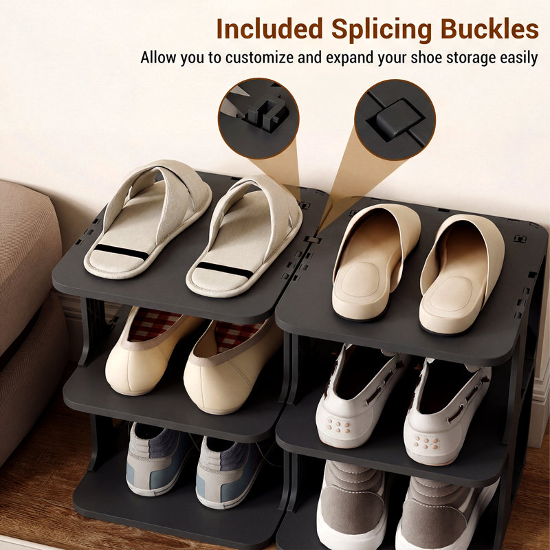 6 Pair Shoe Rack, Black