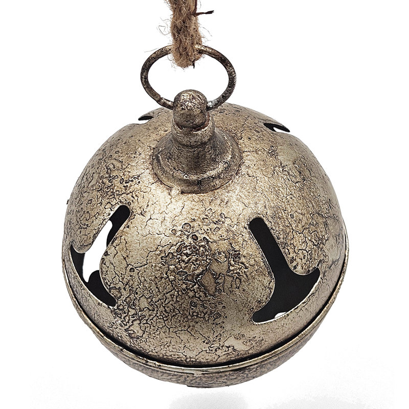 Set of 6 Silver and Gray Iron Bell Hanging Ornaments