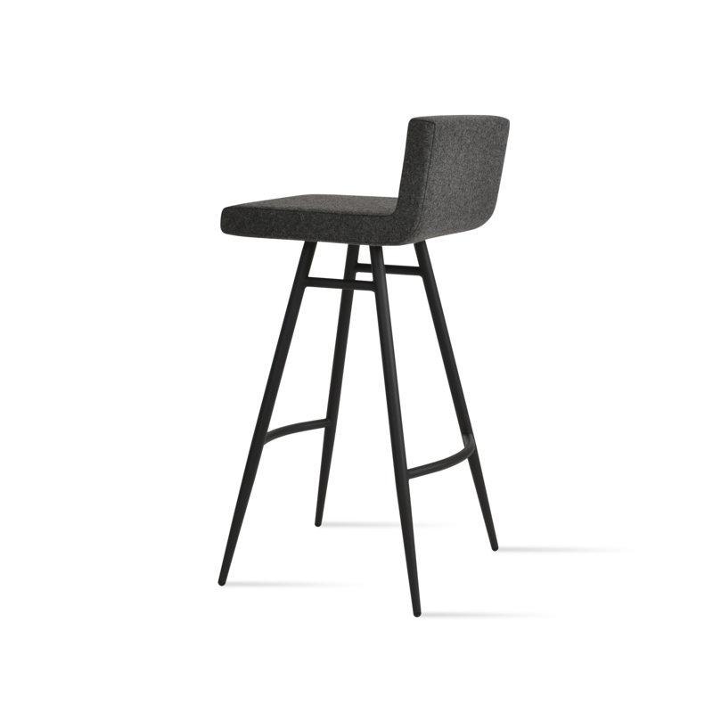 Tabouret de bar et de comptoir Dallas Galata, Noir, Gris foncé, Tabouret de comptoir (siège d'une hauteur de 25,5