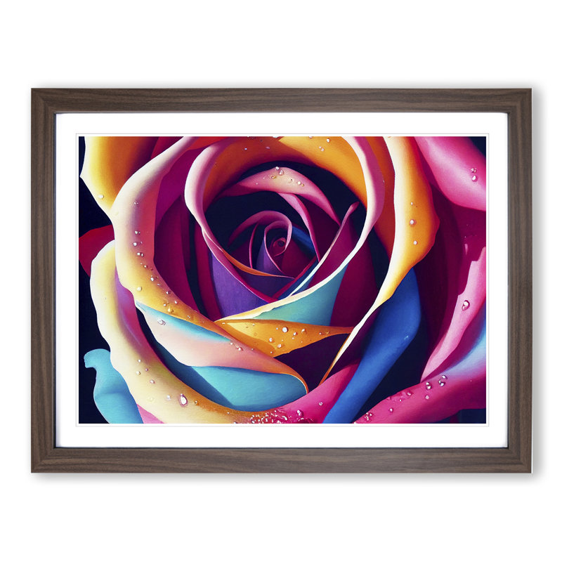 Colourful Rose Flower Vol.5 - Framed Print, 34cm H x 46cm W x 2cm D, Walnut Framed