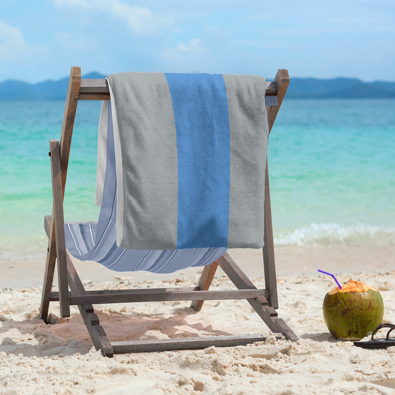 Cotton Blend Beach Towel, Gray/Light Blue