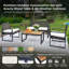 Ensemble de meubles de patio 4 pièces en bois d'acacia avec structure en acier, beige / brun-131430550