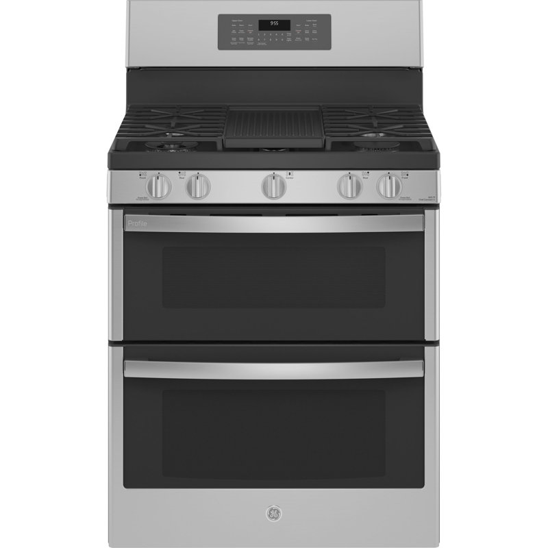GE Profile™ 30" Sealed Burners Double Oven, Silver
