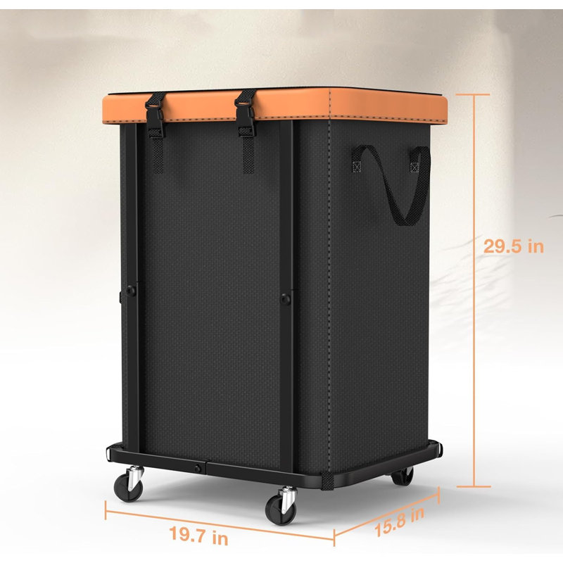 40 Gal Laundry Hamper with Wheels & Leather Patchwork