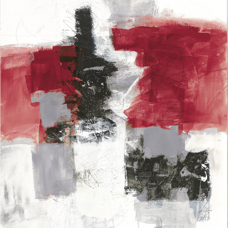 Action II Red Black Sq by Jane Davies - Wrapped Canvas Painting, 30cm H x 30cm W x 3.8cm D