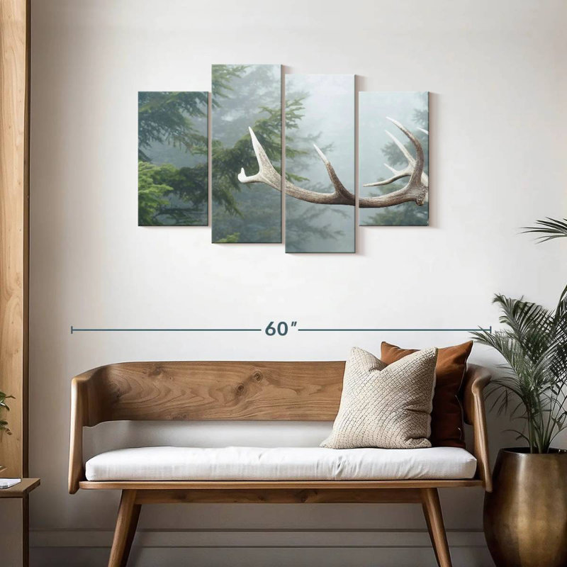 Deer Antler And Pines, 27" H x 43" W