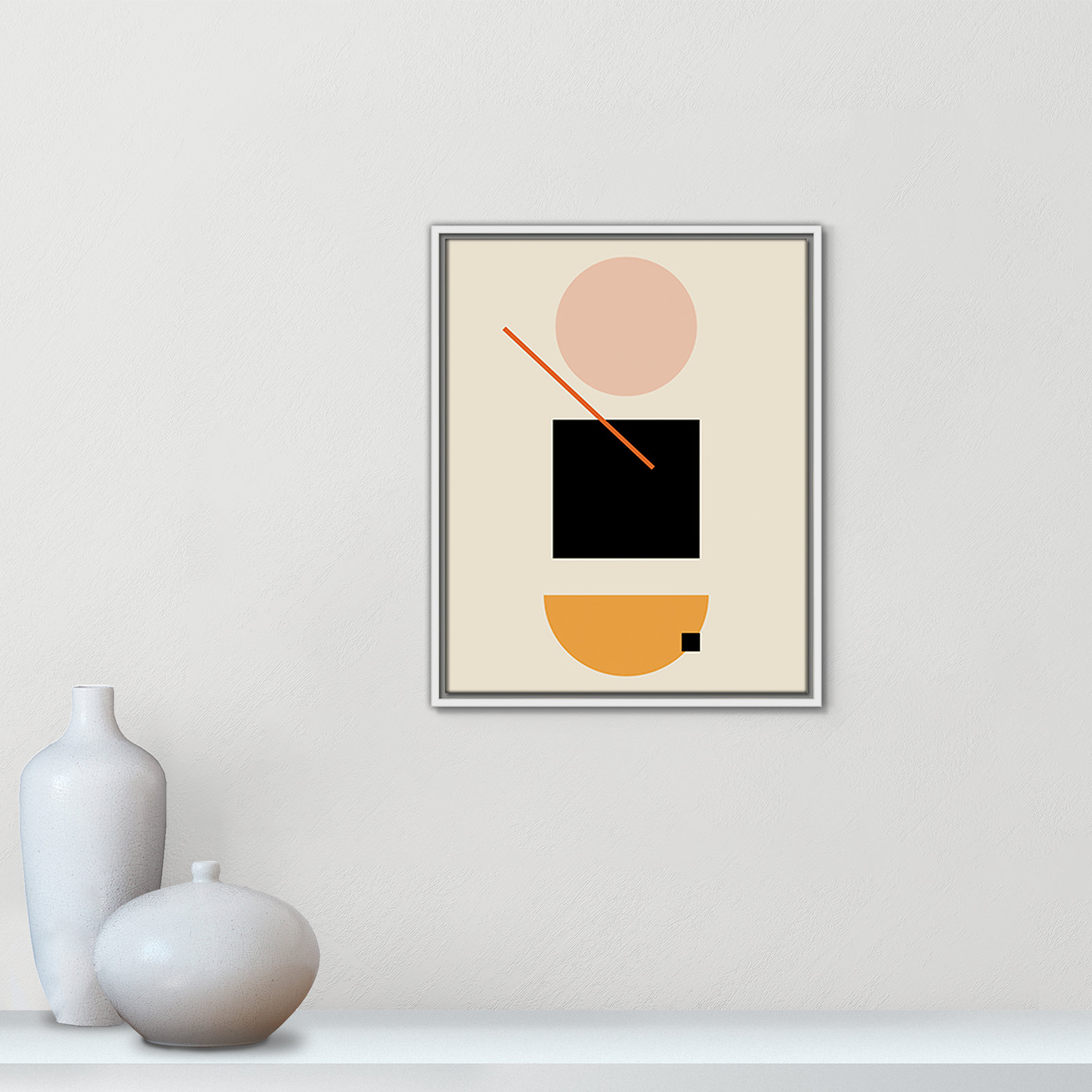 Simple Shapes Print, 21.5" H x 17.5" W x 2" D, White Framed