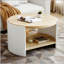 Table basse ronde à 2 niveaux avec rangement, plateau en bois rustique de 31 pouces pour un décor de salon moderne