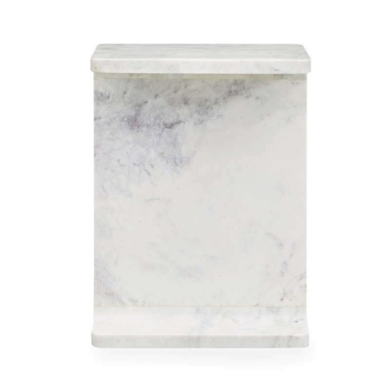 Delaney Marble End Table, White