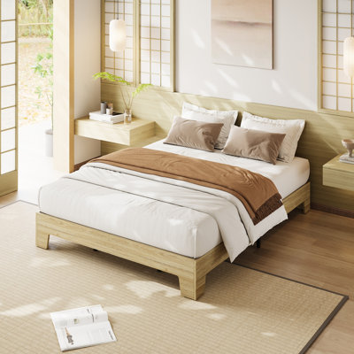 Base de lit plateforme en bois - sans sommier, lattes en bois, hauteur 10,24 po, facile à assembler