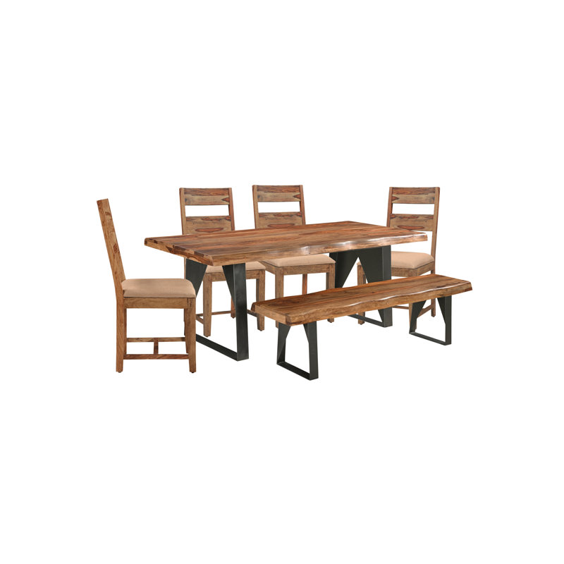 Chaliyah 6 - Person Solid Wood Top Double Pedestal Dining Set, Natural