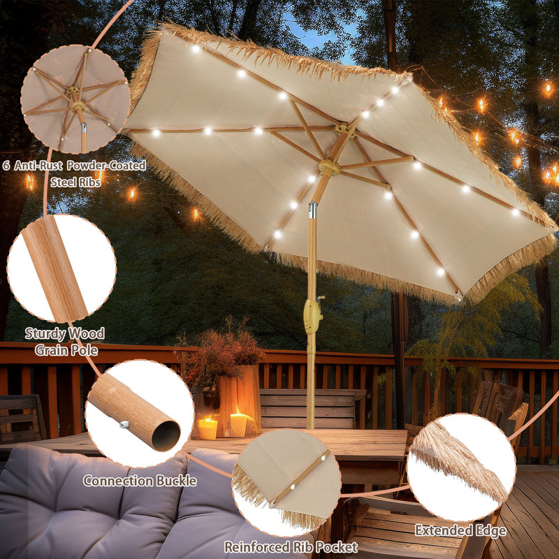 Parasol 7,5 pi avec base Chaume Palapa