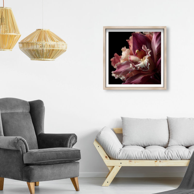 Velvet Labellum Print by Oliver Gal, 21.5"H x 21.5"W, Natural Oak Shadowbox