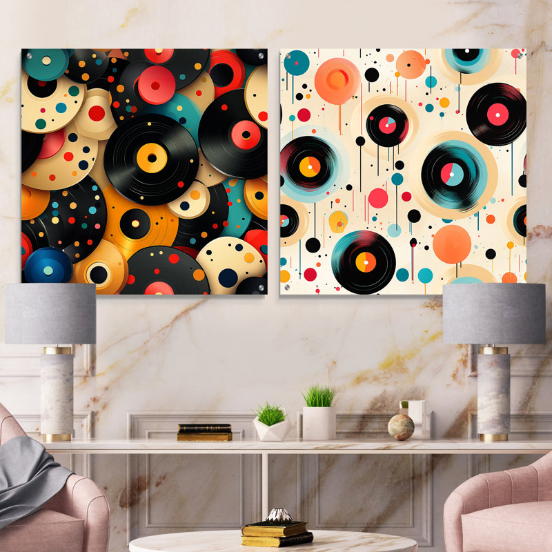 Chrys - ensemble abstrait d'art mural en verre abstrait Mid-Century, H 16 po x l 33 po