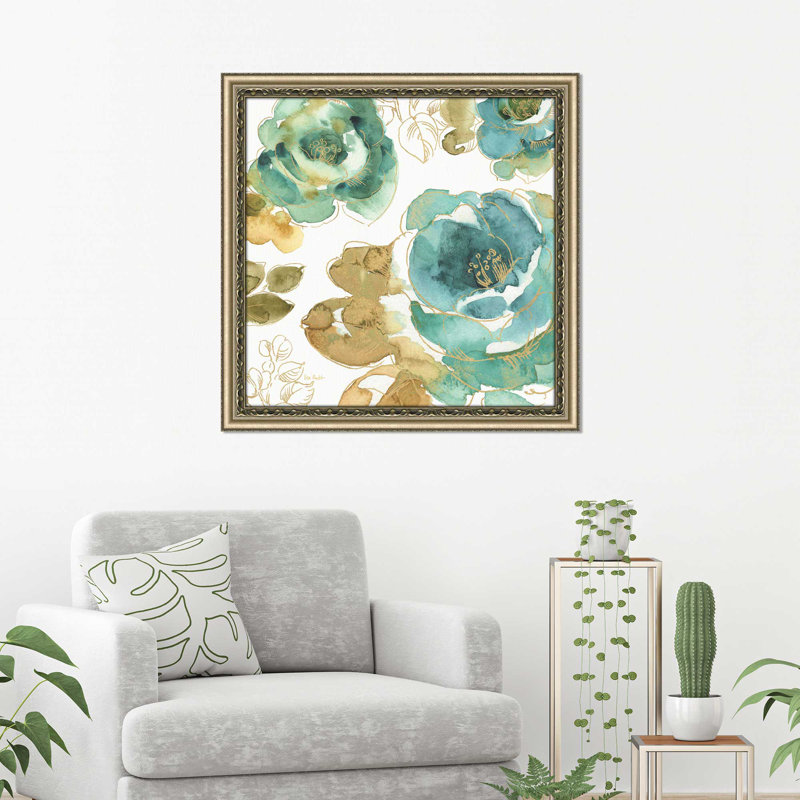 " My Greenhouse Roses III ", Champagne Framed, 25.5" H x 25.5" W x 1" D