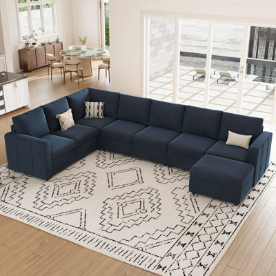 Upholstered 131.4 " Sofa & Chaise with Ottoman