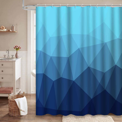 Rideau de douche bleu clair avec 12 crochets