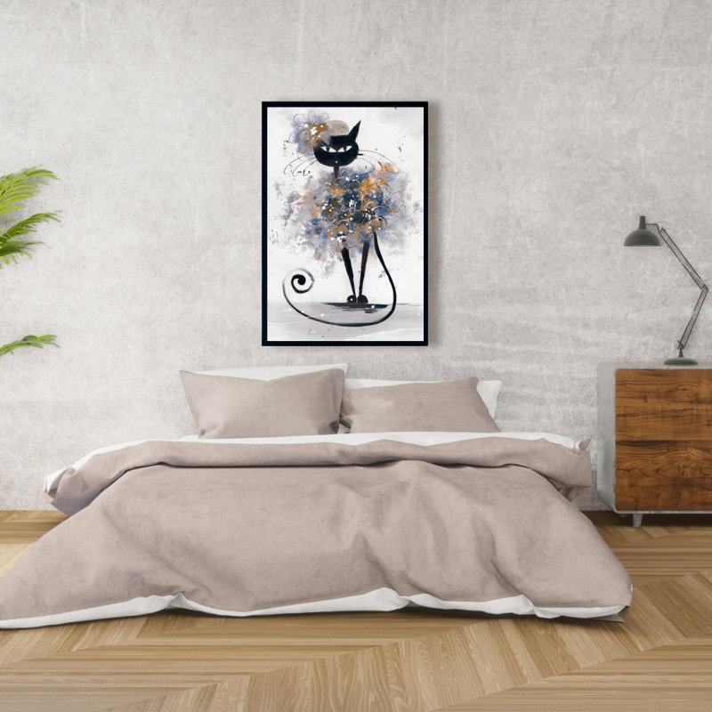 Dessin de chat noir imprimé sur toile
