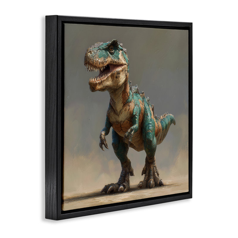 Cadre flottant d'étude turquoise T-Rex, design par Wumples, Cadre flottant noir de jais, H 18 po x l 18 po