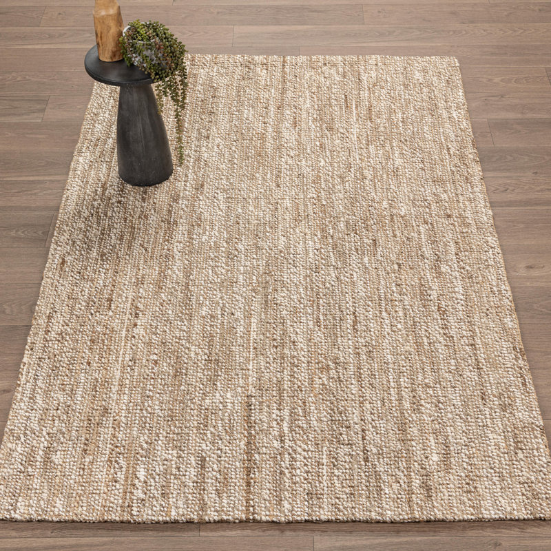 Mini Boucle Handwoven Jute Area Rug, Beige, Rectangle 8' x 10'