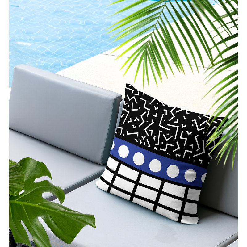 Oreiller carré réversible intérieur / extérieur Poptik, Bleu marine, Carré 20 po