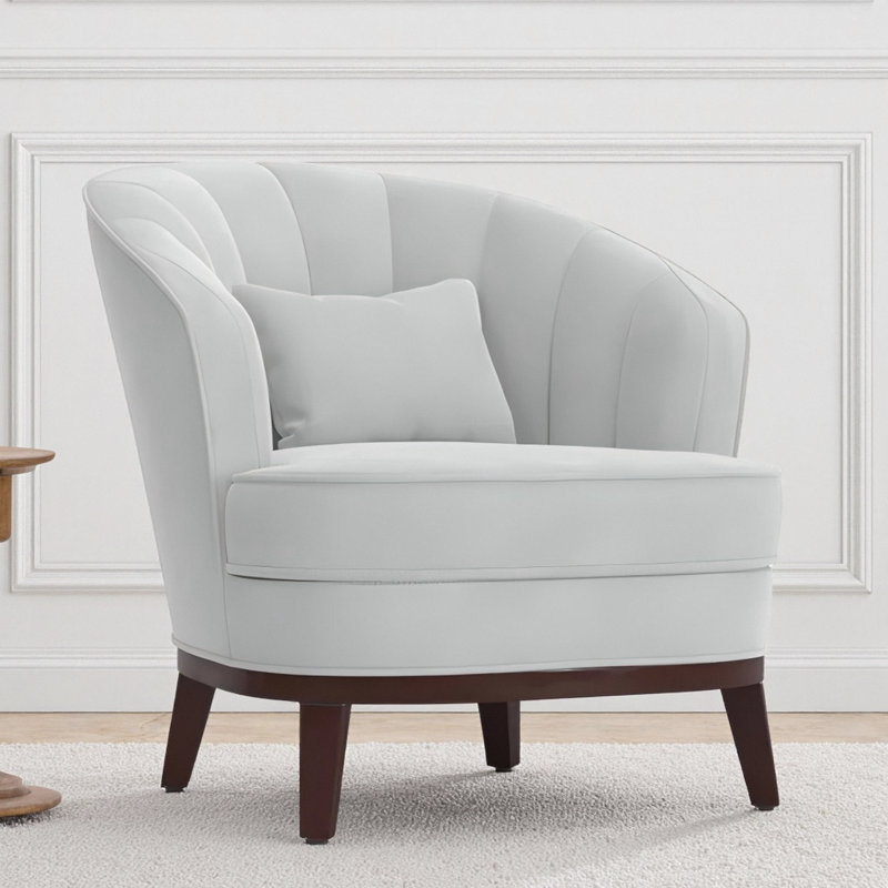 Élégant fauteuil d'appoint en tonneau rembourré Ava, Gris clair