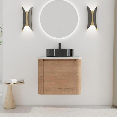 Meuble-lavabo mural avec lavabo et porte à fermeture en douceur