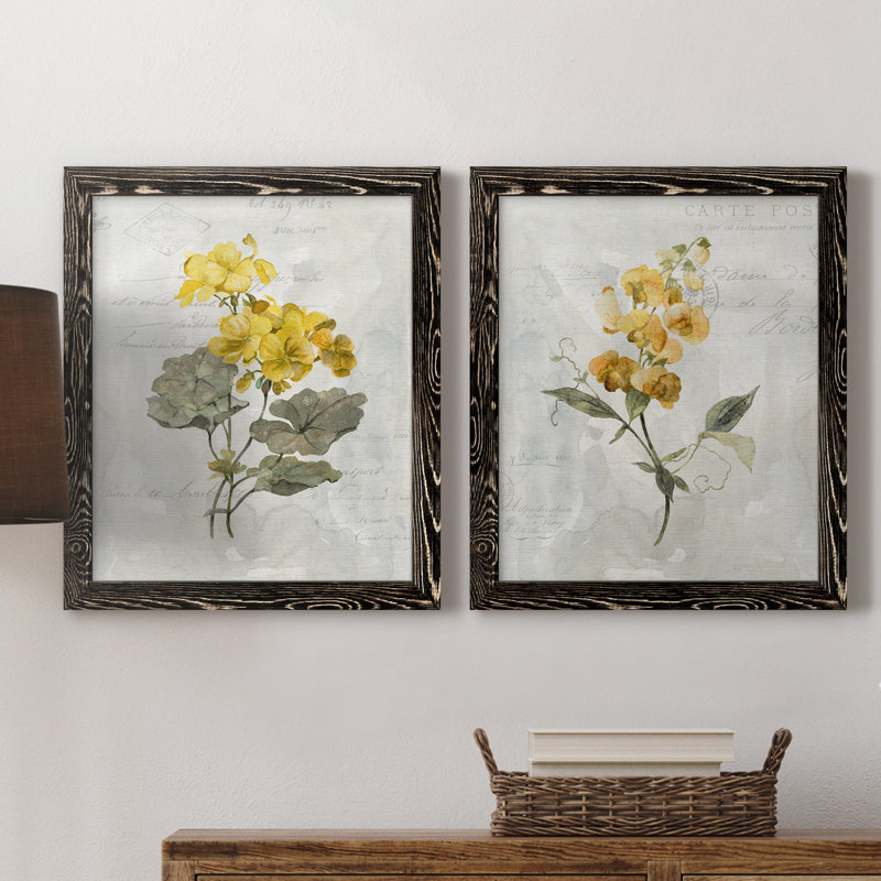 Canari lin géranium - ensemble de 2 reproductions d'art, Pas de tapis, H 20 po x l 17 po x P 1 po