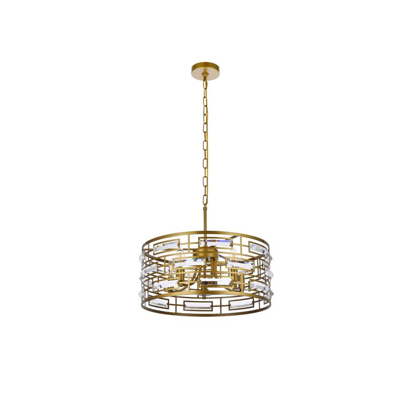 Lustre tambour 5 lumières Sybil, H 75 po x l 18,5 po x P 18,5 po, Laiton