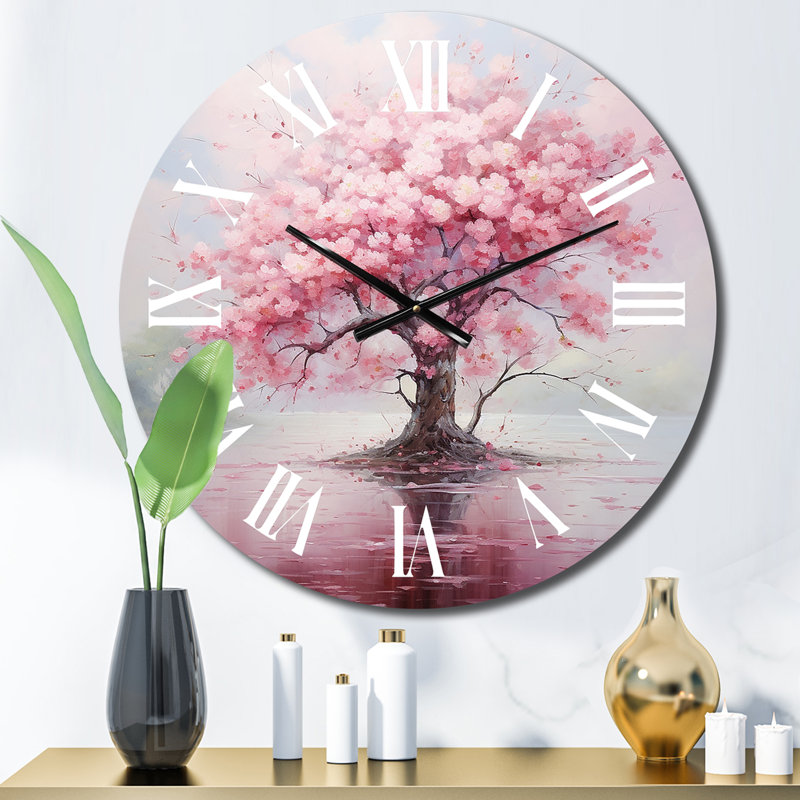 Horloge murale florale rose cerisier en fleurs III, Petit