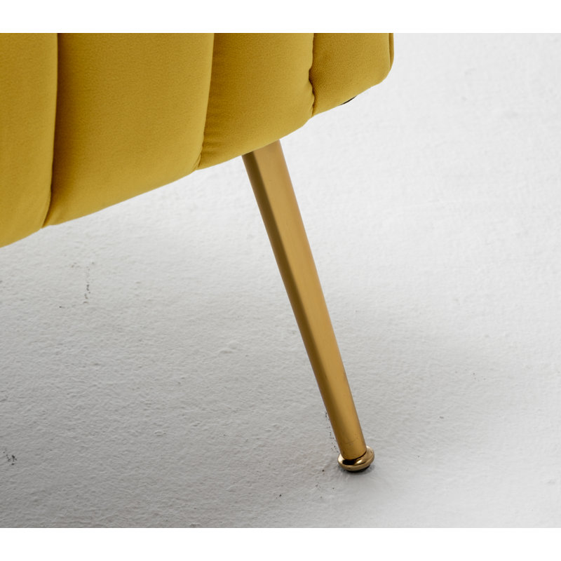 Velours capitonné large de 28 po Murrow, Velours jaune citron, 2