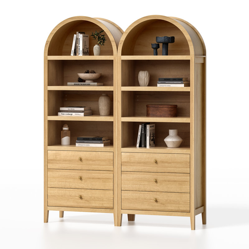 Bookcase Storage Display Cabinet With 3 Drawers And Shelves