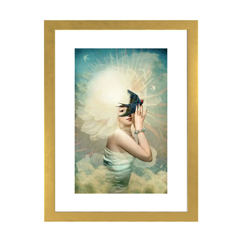 «The Sun» par Catrin Welz-Stein, H 32 po x l 24 po x P 1 po, Papier encadré doré