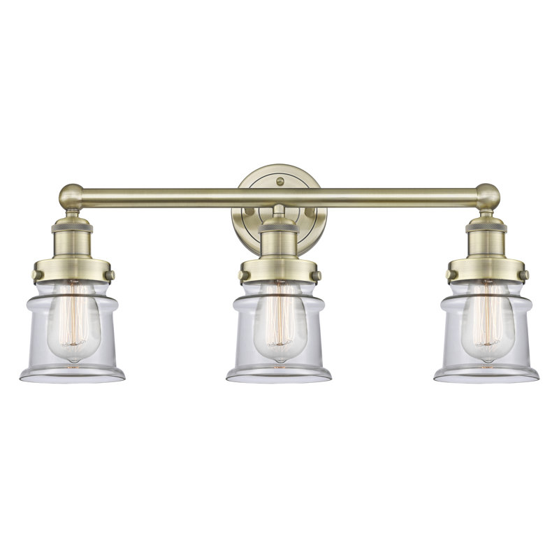 Cailen 3 - Light Dimmable Vanity Light, Clear, Antique Brass